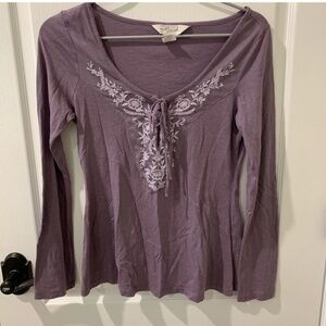 Ludi Purple Embroidered Boho Inspired Top
